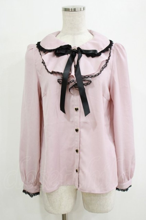 画像1: Secret Honey / ラッフルフリルリボンブラウス Free ピンク H-26-02-14-041-CA-BL-NS-ZH (1)