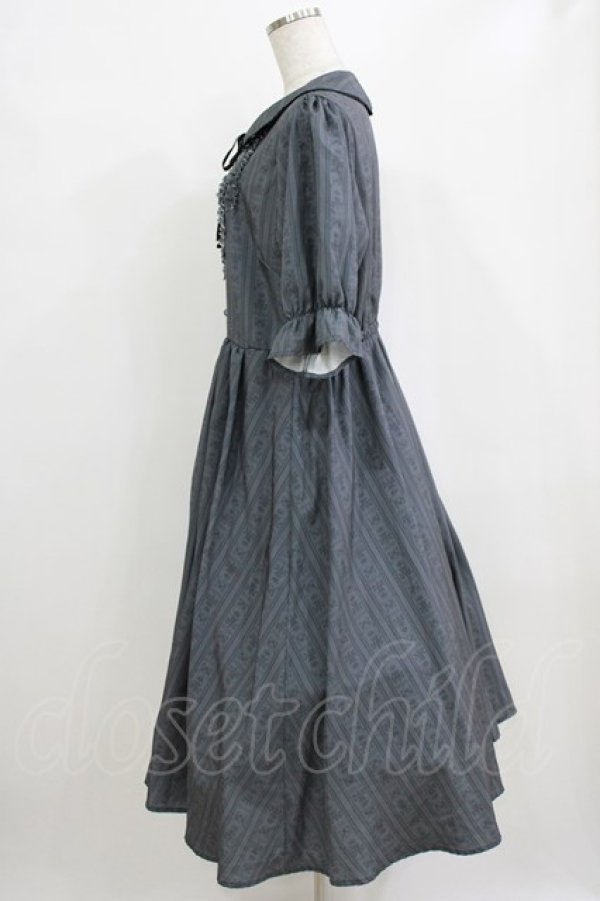 画像2: m petit by misako / MSKストライプフレアワンピース LL グレー H-26-02-14-005-LO-OP-NS-ZH (2)