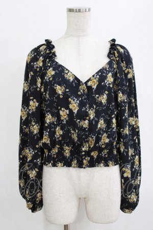 画像: axes femme / 花柄ボリューム袖ブラウス M ネイビー H-26-02-14-044-AX-BL-NS-ZH