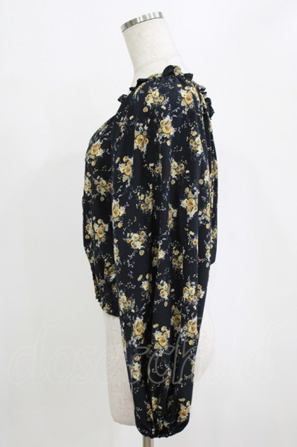 画像2: axes femme / 花柄ボリューム袖ブラウス M ネイビー H-26-02-14-044-AX-BL-NS-ZH (2)