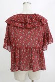 画像3: axes femme / 小花柄Ｗ襟ブラウス M ワイン H-26-02-14-045-AX-BL-NS-ZH (3)