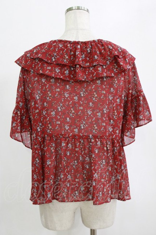 画像3: axes femme / 小花柄Ｗ襟ブラウス M ワイン H-26-02-14-045-AX-BL-NS-ZH (3)