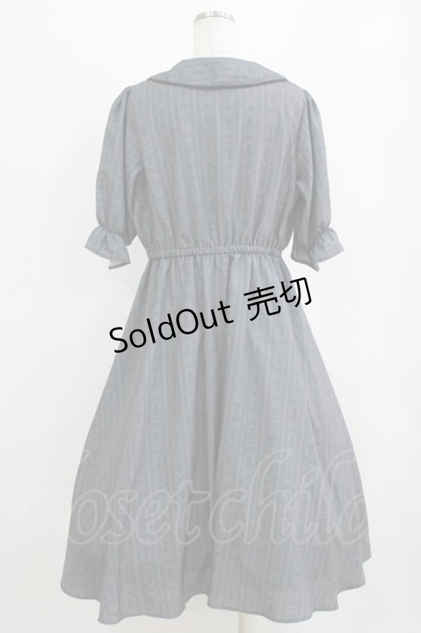 画像3: m petit by misako / MSKストライプフレアワンピース LL グレー H-26-02-14-005-LO-OP-NS-ZH (3)