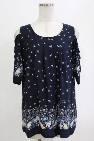 画像: axes femme / 花柄オフショルチュニック M ネイビー H-26-02-14-046-AX-TO-NS-ZH