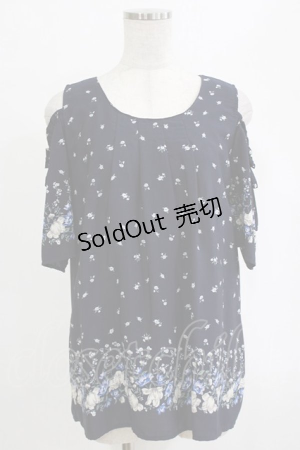 画像1: axes femme / 花柄オフショルチュニック M ネイビー H-26-02-14-046-AX-TO-NS-ZH (1)