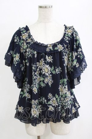 画像: axes femme / フラワーブラウス M ネイビー H-26-02-14-049-AX-BL-NS-ZH