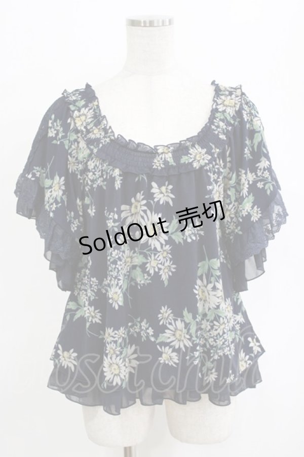 画像1: axes femme / フラワーブラウス M ネイビー H-26-02-14-049-AX-BL-NS-ZH (1)