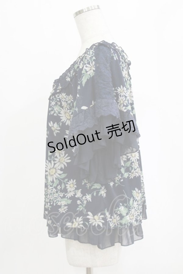 画像2: axes femme / フラワーブラウス M ネイビー H-26-02-14-049-AX-BL-NS-ZH (2)