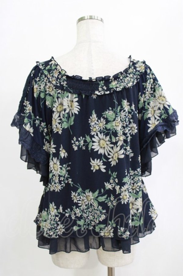 画像3: axes femme / フラワーブラウス M ネイビー H-26-02-14-049-AX-BL-NS-ZH (3)