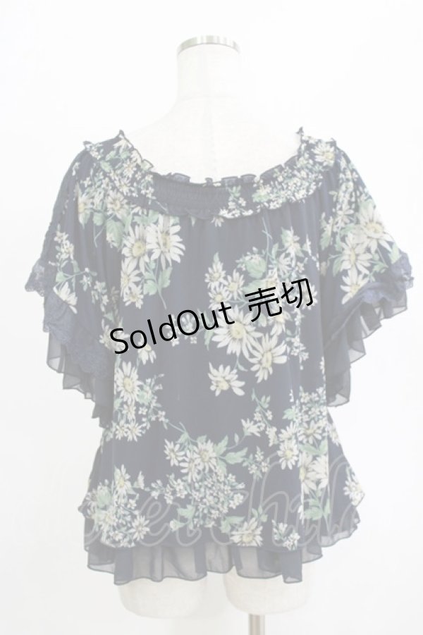 画像3: axes femme / フラワーブラウス M ネイビー H-26-02-14-049-AX-BL-NS-ZH (3)