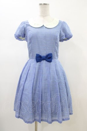 画像: Emily Temple cute / 千鳥バルーンスリーブワンピース  ブルー H-26-02-14-1033-ET-OP-KB-ZH