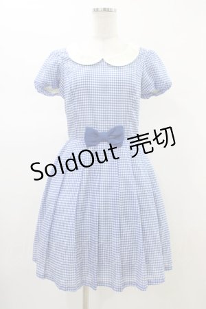 画像: Emily Temple cute / 千鳥バルーンスリーブワンピース  ブルー H-26-02-14-1033-ET-OP-KB-ZH
