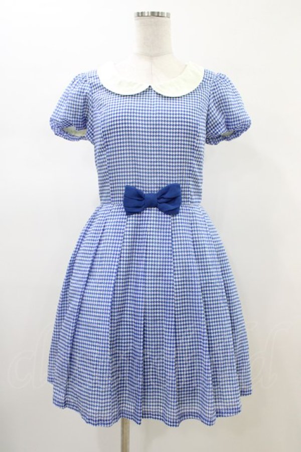 画像1: Emily Temple cute / 千鳥バルーンスリーブワンピース  ブルー H-26-02-14-1033-ET-OP-KB-ZH (1)