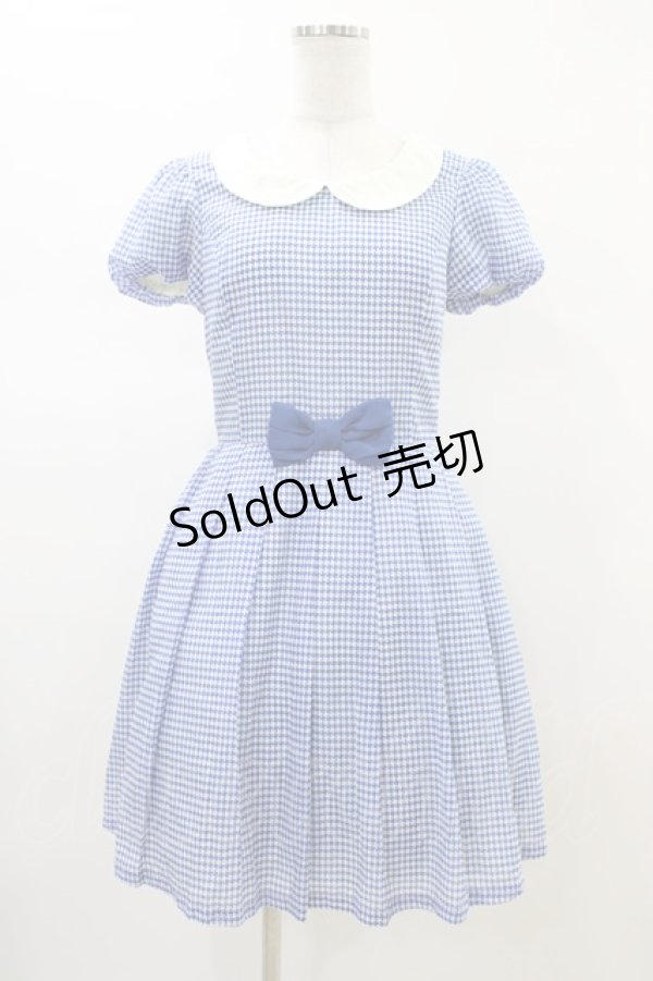 画像1: Emily Temple cute / 千鳥バルーンスリーブワンピース  ブルー H-26-02-14-1033-ET-OP-KB-ZH (1)