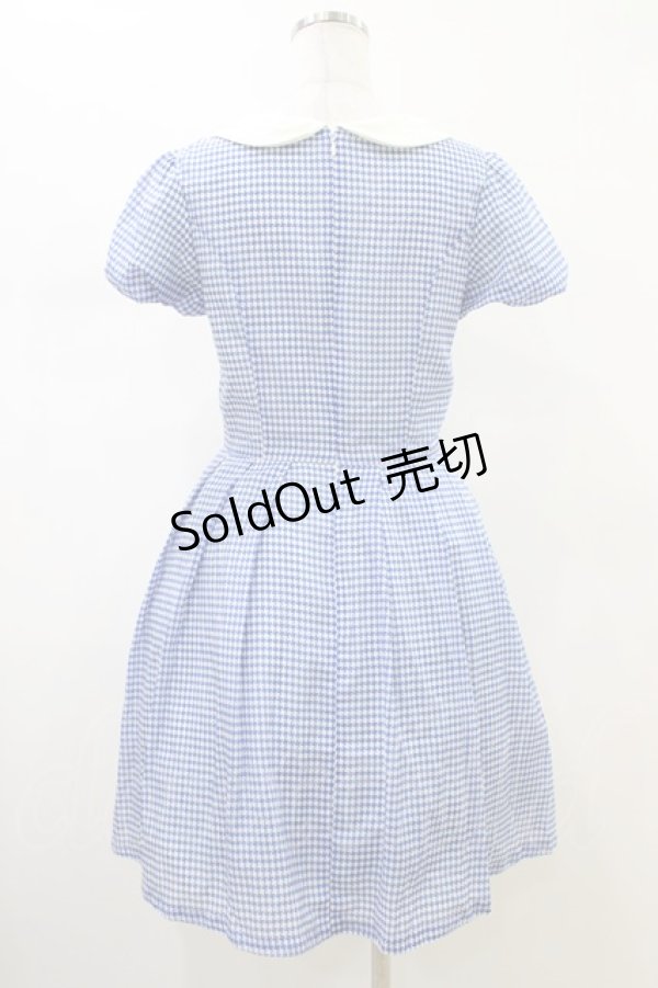 画像2: Emily Temple cute / 千鳥バルーンスリーブワンピース  ブルー H-26-02-14-1033-ET-OP-KB-ZH (2)