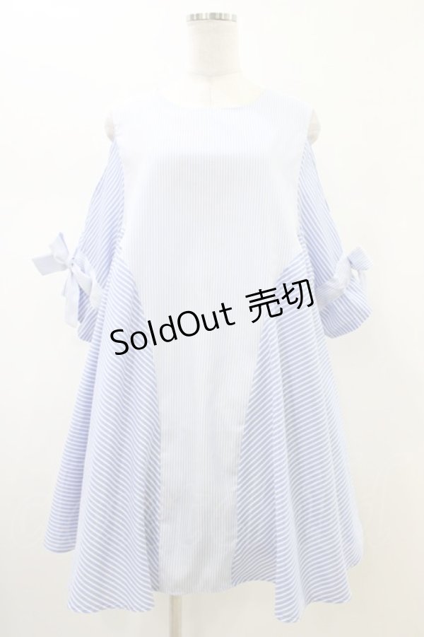 画像1: Favorite / リボン袖オフショルワンピース  サックス H-26-02-14-1034-LO-OP-KB-ZH (1)