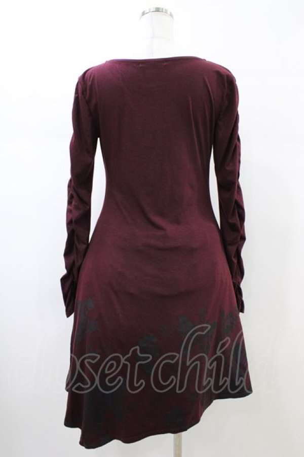 画像2: PUTUMAYO / 蝶プリントカットソーワンピース  ボルドー H-26-02-14-1035-PT-OP-KB-ZH (2)