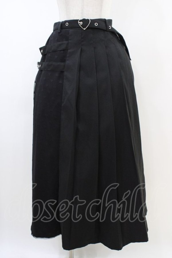 画像1: ACDC RAG / LOVE PUNKロングスカート  ブラック×ブラック H-26-02-14-1046-PU-SK-KB-ZH (1)