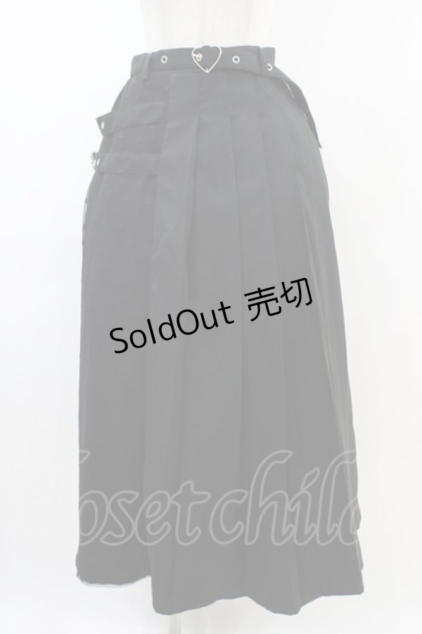画像1: ACDC RAG / LOVE PUNKロングスカート  ブラック×ブラック H-26-02-14-1046-PU-SK-KB-ZH (1)