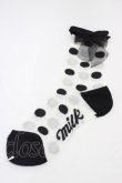 画像1: MILK / ドットリボンソックス  オフ×ブラック H-26-02-14-1005-ML-ZA-KB-ZH (1)