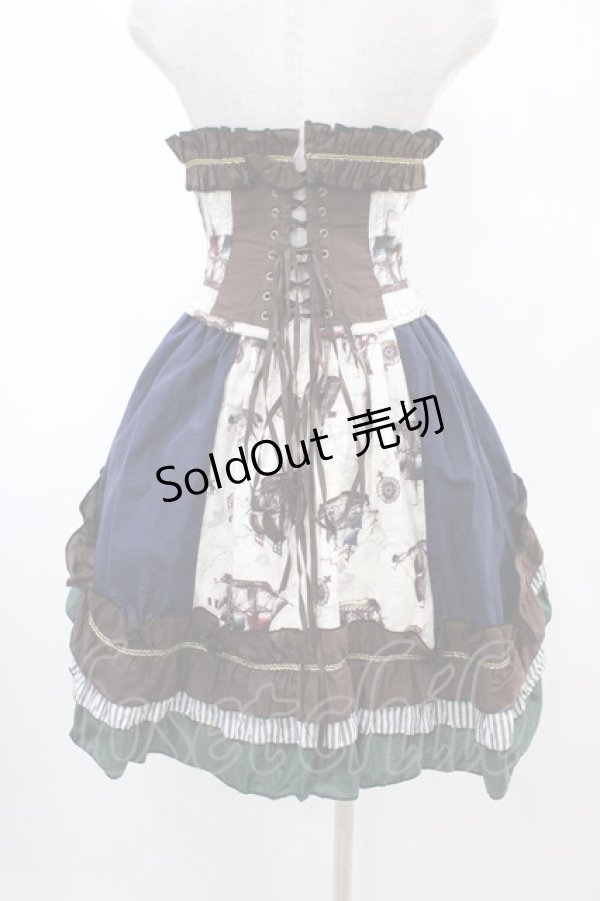 画像2: Dangerous nude / コルセット＆フィッシュテールスカート  ブラウン×グリーン×ネイビー H-26-02-14-1047-PU-SK-KB-ZH (2)