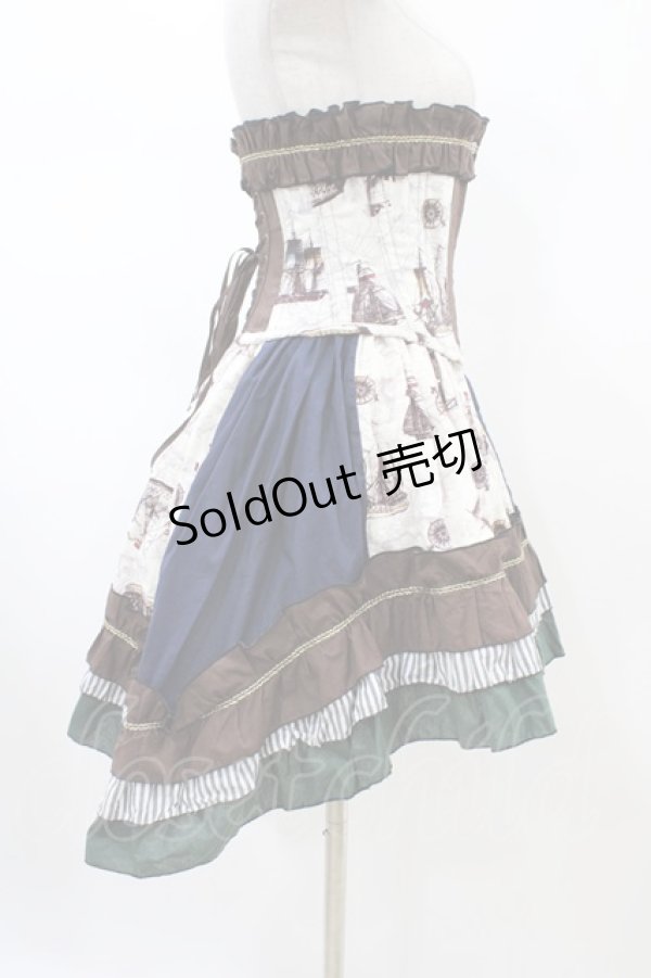 画像3: Dangerous nude / コルセット＆フィッシュテールスカート  ブラウン×グリーン×ネイビー H-26-02-14-1047-PU-SK-KB-ZH (3)