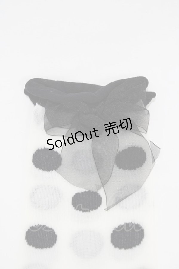 画像2: MILK / ドットリボンソックス  オフ×ブラック H-26-02-14-1005-ML-ZA-KB-ZH (2)