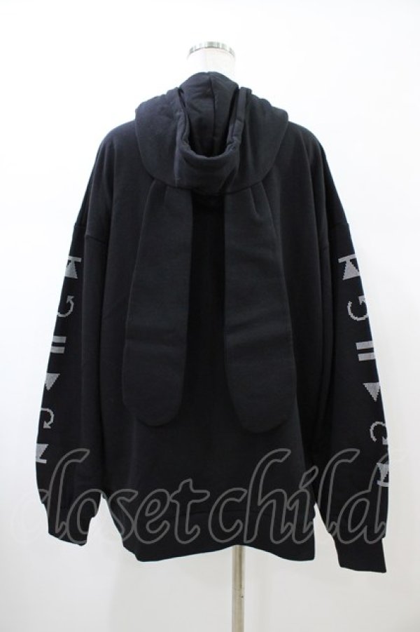 画像2: LISTEN FLAVOR / サイバーうさ耳ヘッドホンパーカー  ブラック H-26-02-14-1056-PU-TO-KB-ZH (2)