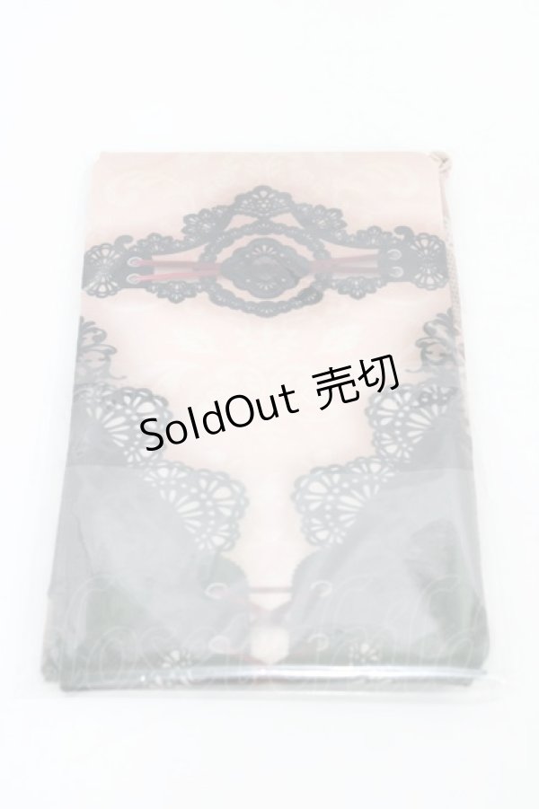 画像1: abilletage / corset tights【DOUBLE LACE】  ブラック×ボルドーリボン H-26-02-14-1009-GO-ZA-KB-ZH (1)