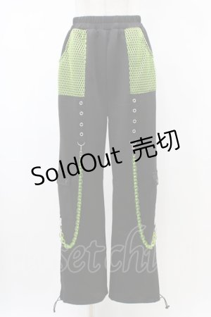 画像: ACDC RAG / ビビッドグルーミー メッシュパンツ  ブラック×グリーン H-26-02-14-1021-0-PA-KB-ZH