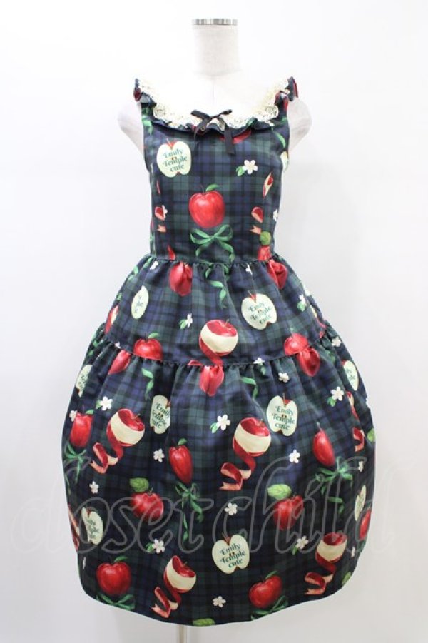 画像1: Emily Temple cute / タータンRibbonAppleノースリーブワンピース  black watch H-26-02-14-1030-ET-OP-KB-ZH (1)