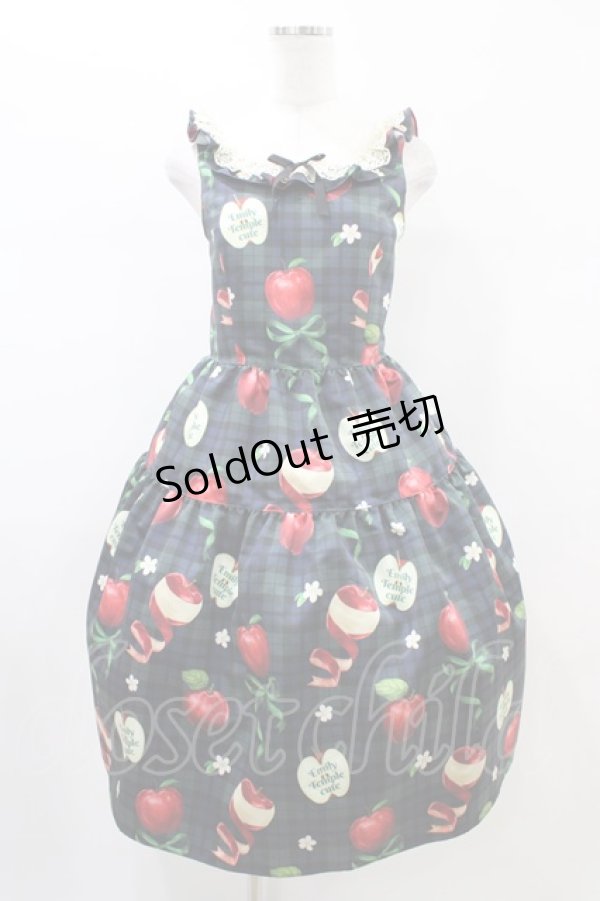 画像1: Emily Temple cute / タータンRibbonAppleノースリーブワンピース  black watch H-26-02-14-1030-ET-OP-KB-ZH (1)