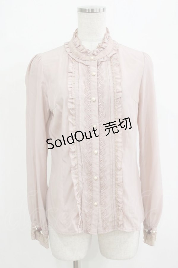 画像1: axes femme / プチスタンドフリルブラウス M ピンク H-26-02-14-052-AX-BL-NS-ZH (1)