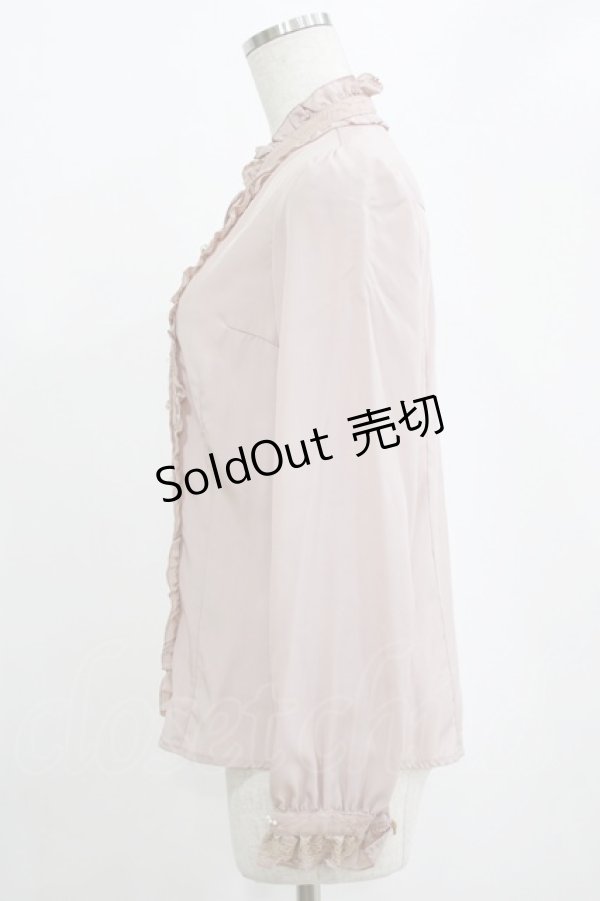 画像2: axes femme / プチスタンドフリルブラウス M ピンク H-26-02-14-052-AX-BL-NS-ZH (2)