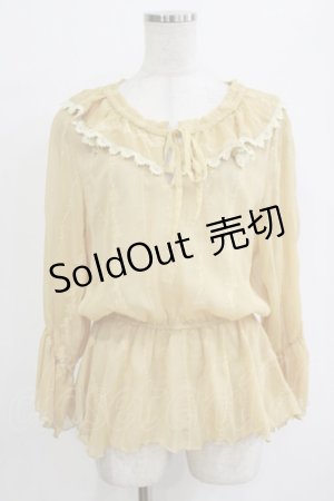 画像: axes femme / 刺繍入りフリルブラウス M マスタード H-26-02-14-055-AX-BL-NS-ZH