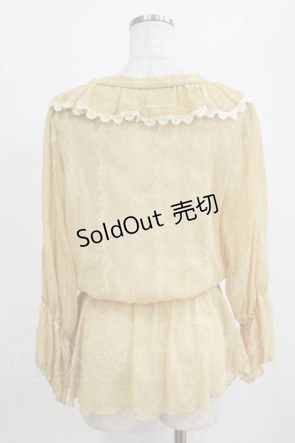 画像3: axes femme / 刺繍入りフリルブラウス M マスタード H-26-02-14-055-AX-BL-NS-ZH (3)