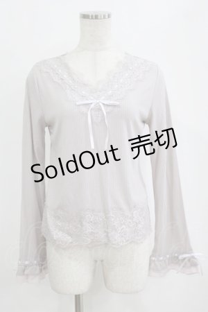 画像: axes femme / 袖フリルレースインナープルオーバー M ラベンダー H-26-02-14-058-AX-TO-NS-ZH