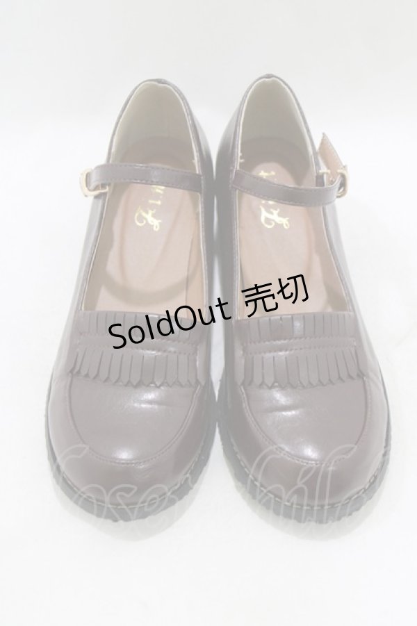 画像1: Fi.n.t / ストラップローファー L/24.5~25cm ブラウン H-26-02-14-085-CA-SH-NS-ZH (1)