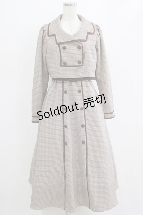 画像1: an another angelus / 配色使いミニ千鳥ショートジャケットセットアップ Free BEIGE×BR H-26-02-14-009-CA-OP-NS-ZH (1)