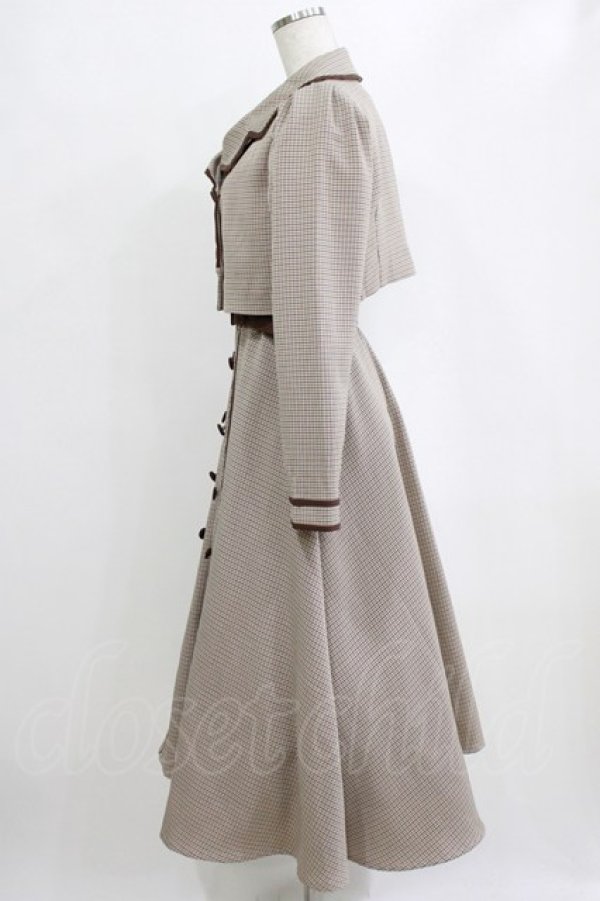 画像2: an another angelus / 配色使いミニ千鳥ショートジャケットセットアップ Free BEIGE×BR H-26-02-14-009-CA-OP-NS-ZH (2)