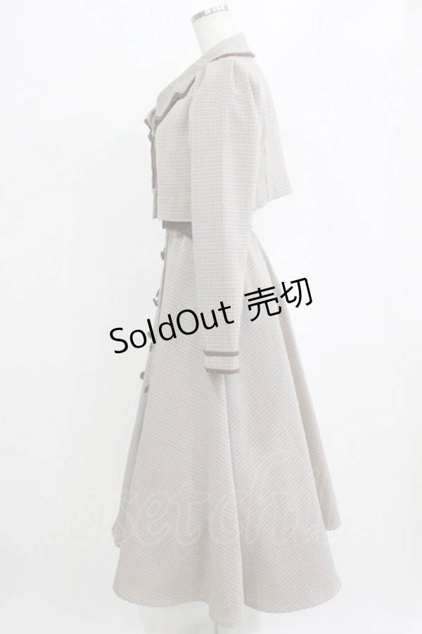 画像2: an another angelus / 配色使いミニ千鳥ショートジャケットセットアップ Free BEIGE×BR H-26-02-14-009-CA-OP-NS-ZH (2)