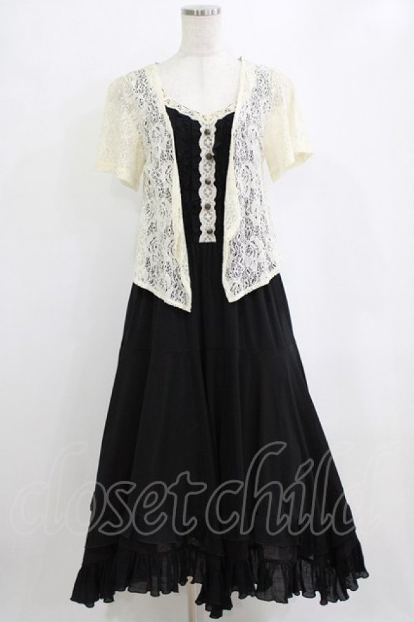 画像1: axes femme / レースボレロドッキングワンピース M ブラック H-26-02-14-011-AX-OP-NS-ZH (1)