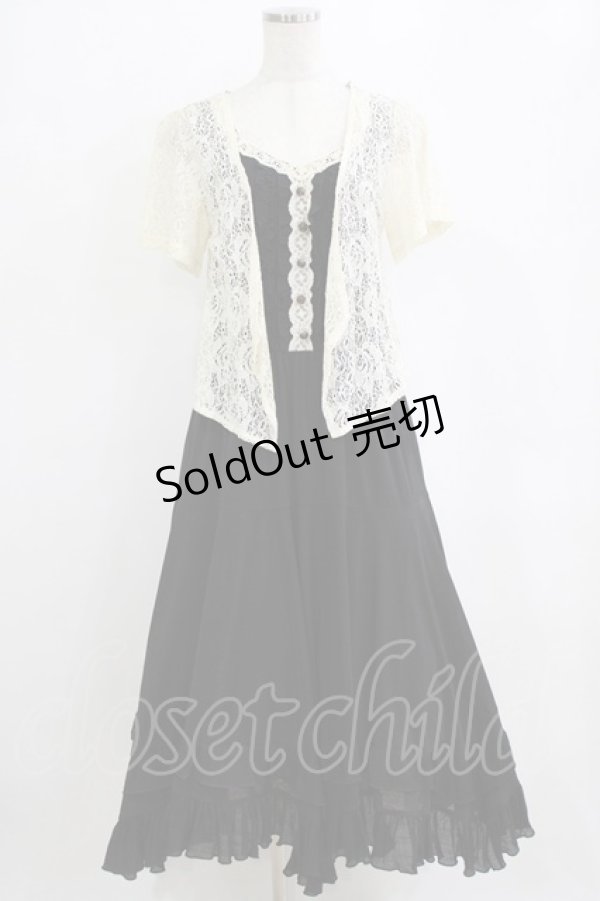 画像1: axes femme / レースボレロドッキングワンピース M ブラック H-26-02-14-011-AX-OP-NS-ZH (1)