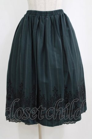 画像: axes femme / 裾フロッキーローズストライプスカート M グリーン H-26-02-14-018-AX-SK-NS-ZH