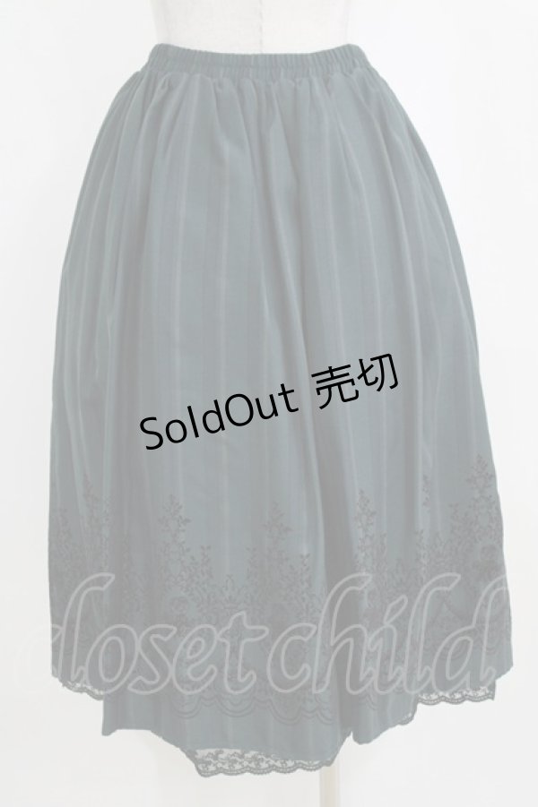 画像3: axes femme / 裾フロッキーローズストライプスカート M グリーン H-26-02-14-018-AX-SK-NS-ZH (3)