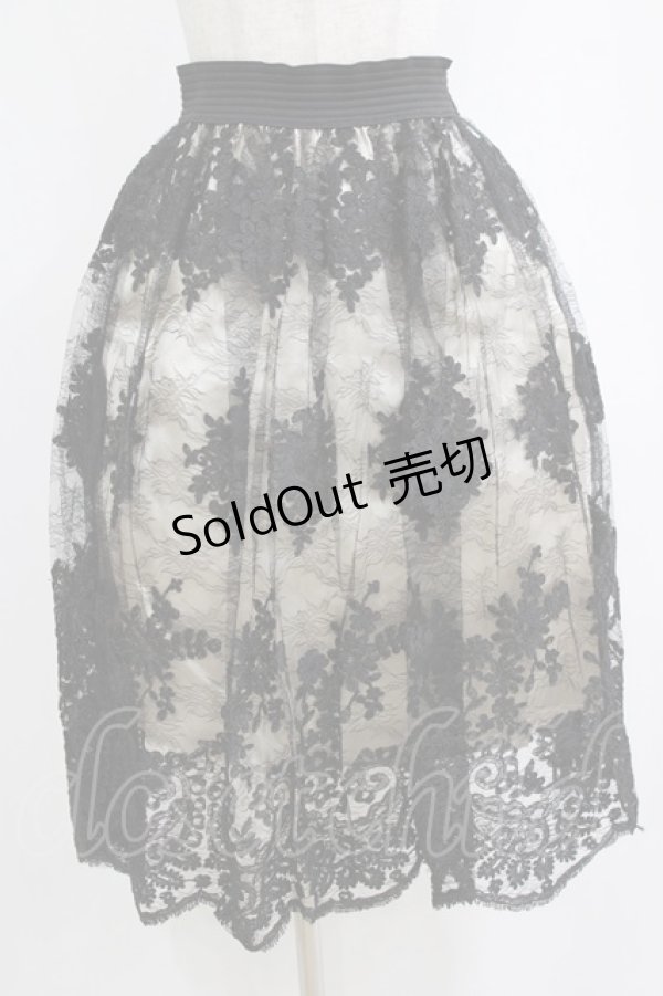 画像1: axes femme / コードレーススカート M ブラック/生成り H-26-02-14-019-AX-SK-NS-ZH (1)