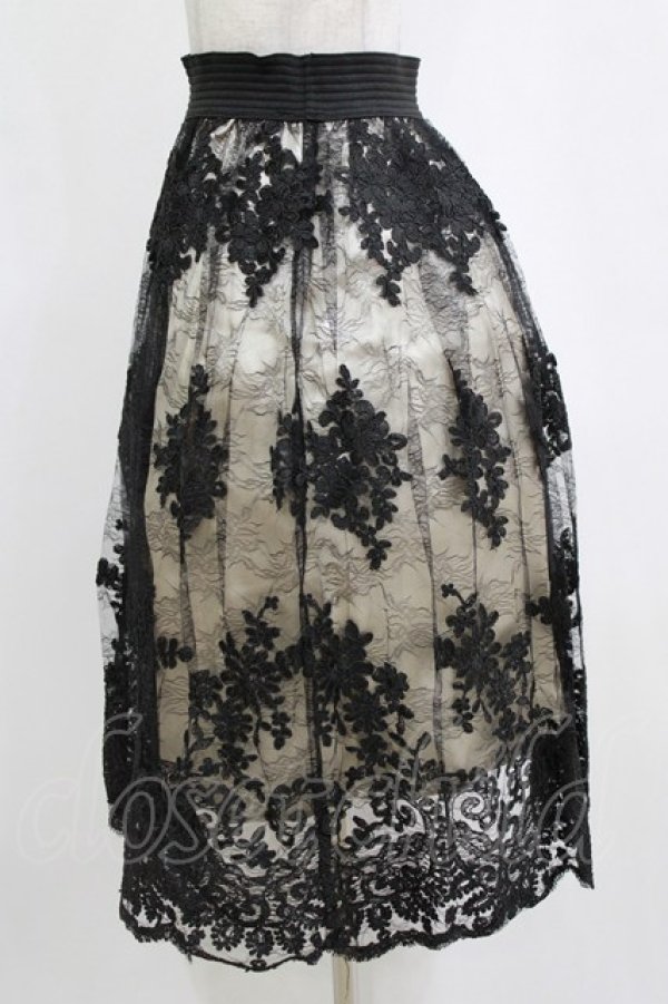 画像2: axes femme / コードレーススカート M ブラック/生成り H-26-02-14-019-AX-SK-NS-ZH (2)