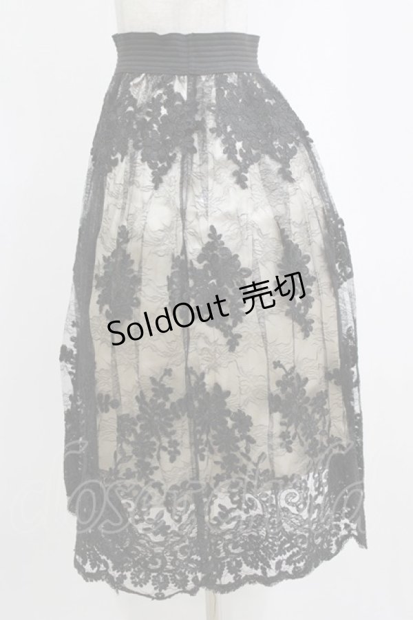 画像2: axes femme / コードレーススカート M ブラック/生成り H-26-02-14-019-AX-SK-NS-ZH (2)