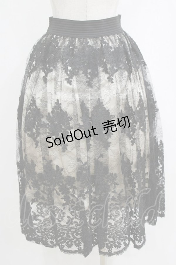 画像3: axes femme / コードレーススカート M ブラック/生成り H-26-02-14-019-AX-SK-NS-ZH (3)