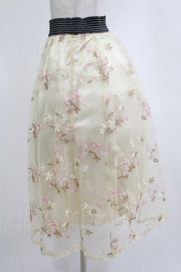 画像2: axes femme / カラー刺繍スカート M 生成り H-26-02-14-020-AX-SK-NS-ZH (2)